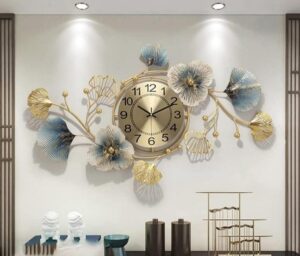 Home Bucket Metal Wall Clock Big Antique Decorative Home Interior Stylish Watch & Silent Machine Gold for Bedroom Living Room Dining Office Restaurant Hotels Hall Items 70 Cm - Image 2