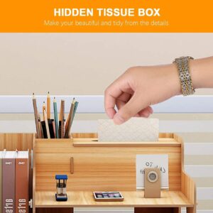 50 FITZ Wooden Desk Organiser For Office, Multi Functional Desktop Organiser. Storage For File,Pen,Tissue,Printer Paper, Calculatore Etc.(Ready Assambled) (Pack Of 1) (Symphony), Inside, Brown - Image 9