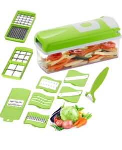Well Set 13 in 1 Multipurpose Chopper, Fruits & Vegetable Cutters, Grater Peeler Chipser, Unbreakable Food Grade Body, Easy Push to Clean Button Slicer Dicer, Chopper for Kitchen - Image 2