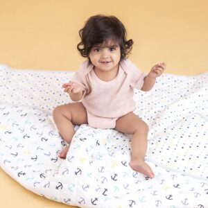 haus & kinder Nautical 100% Cotton Muslin Reversible Quilt For New Born Baby, Anthra, 200 TC - Image 2