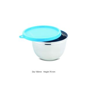 Signoraware 1000ml Mixing Bowl with Lid / Stainless Steel / Leak Spill & Crack Proof / Food Grade Bpa Free Anti Rust / Mix Serve Pack and Store / Kitchen Storage Box & Organizers ( 1 Liters / Blue) - Image 4