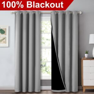 BFAM Premium Full Blackout Curtain -100% Blackout Curtain for Bedroom with Black Liner, Double LayerFull Room Darkening, noice reducing 4 feet Wide, Set of 2 (Silver Grey, 7 FT (Door)) - Image 3