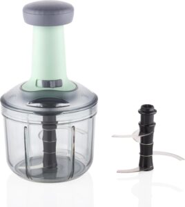 Rubicon® Manual Food Chopper | Stainless Steel & ABS Build | 4-Blade, Push-Style Vegetable, Fruit, & Meat Chopper | 900ml Capacity for Kitchen Prep - Image 10