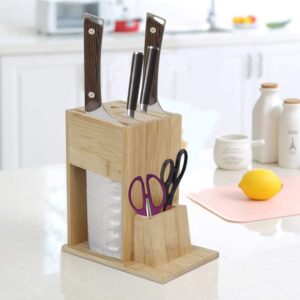 HOKIPO® Wooden Knife Holder for Kitchen - Universal Knives Holder Stand with 5 Slots - Image 5