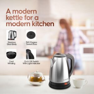 Longway Kestro 2 Liter Electric Kettle with Stainless Steel Body for Boiling (Black & Silver, 1500 Watt) - Image 6