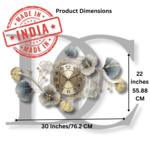 THE DECOR COMPANY Metal Wall Clock - Floral Design with Silent Sweep Machine - Ideal Home Decor Items and Wall Decoration Items for Living Room/Bedroom/Dining Hall/Office/Cafes/Hotels - Image 3