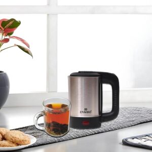 Zanibo | Since 1997 | 0.5 Litre Electric Kettle for Hot Water, Stainless Steel with Auto/Manual Thermostat Protection, Double Layered Cool Touch, Half Litre Cordless Kettle for Tea & Coffe | Silver - Image 5