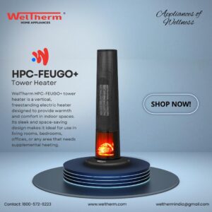 WELTHERM Tower Heater Hpc-Feugo+ With Bonfire Display 1000/2000 Watts Room Heater., Black - Image 6