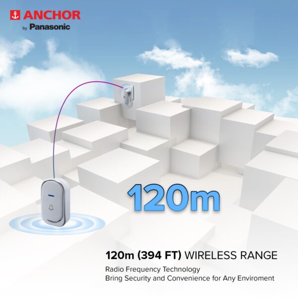 Anchor by Panasonic Wireless Doorbell | 45 Melodies Calling Bell for Home, Office with 120 Meter Operating Range | Door Bell for home (22730) - Image 4