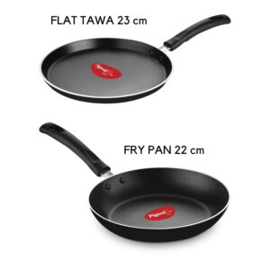 Pigeon Mio Nonstick Aluminium Cookware Gift Set, Includes Nonstick Flat Tawa, Nonstick Fry Pan, Kitchen Tool Set, Nonstick Kadai with Glass Lid, 8 Pieces Kitchen Set (Black) - Image 4