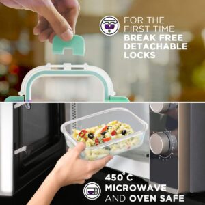 Allo FoodSafe Glass Containers with Lids with Break Free Lock, Oven Microwave Safe Containers, High Borosilicate Meal Prep Glass Food Storage Containers for Kitchen, 640ml - Image 3