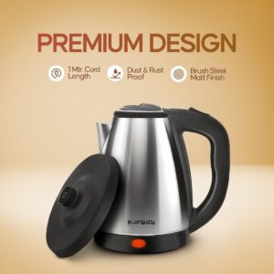 Longway Kestro 2 Liter Electric Kettle with Stainless Steel Body for Boiling (Black & Silver, 1500 Watt) - Image 5