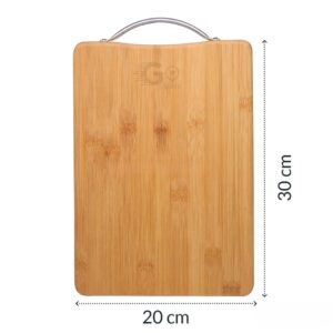 Go Store Large Non-Slip Wooden Bamboo Cutting Board with Antibacterial Surface with Stainless Steel Handle, Chopping Board for Kitchen, Cutting Board for Kitchen (Wood) - Image 7