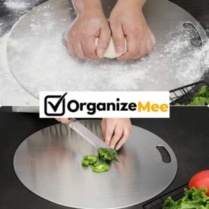 OrganizeMee Stainless Steel Chopping Cutting Metal Board Fruit Board for Kitchen, Chopping Board for Vegetables Breads and Meats Boards, Heavy Duty Safe Durable (Size 31CM DIameterX1.5mm Thick) - Image 7