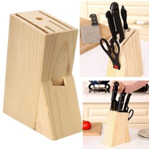 CAZINA Wood Stainless Steel Kitchen Knife Set with Wooden Block and Scissors with Stand 5-Pieces (Wood) - Image 5