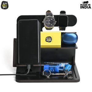 GKD Desk Organizer & Docking Station (6 in 1) with Mobile Stand Gift for Him Gift for Husband Gift for Brother Table Organizer (Black) (Eco Friendly) - Image 7