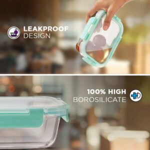Allo FoodSafe Glass Containers with Lids with Break Free Lock, Oven Microwave Safe Containers, High Borosilicate Meal Prep Glass Food Storage Containers for Kitchen, 640ml - Image 4
