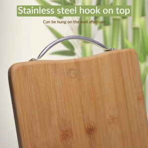 Go Store Large Non-Slip Wooden Bamboo Cutting Board with Antibacterial Surface with Stainless Steel Handle, Chopping Board for Kitchen, Cutting Board for Kitchen (Wood) - Image 5