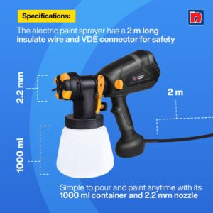 Nippon Paint Walls & Metal Surfaces Paint-Spray Gun|| Heavy Duty|| 850 W || 1000ml Container || (Yellow & Black) - Image 6