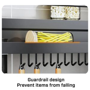 IBELL Multifunctional Wall-Mounted Kitchen Storage Organizer Rack with Spice Shelf, Utensil Hooks & Holder - (IBLDH280) - Image 4