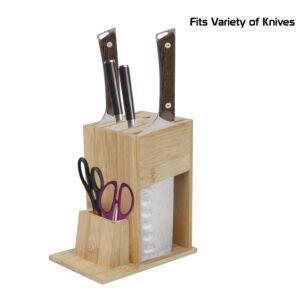 HOKIPO® Wooden Knife Holder for Kitchen - Universal Knives Holder Stand with 5 Slots - Image 3