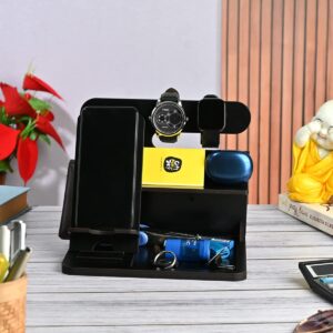 GKD Desk Organizer & Docking Station (6 in 1) with Mobile Stand Gift for Him Gift for Husband Gift for Brother Table Organizer (Black) (Eco Friendly) - Image 2