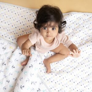 haus & kinder Nautical 100% Cotton Muslin Reversible Quilt For New Born Baby, Anthra, 200 TC - Image 5