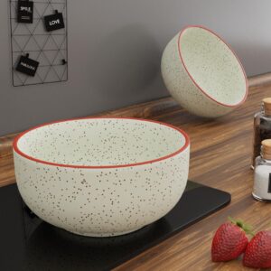 The Earth Store White Marble Ceramic Snack Bowls Set of 2 for Serving Pasta, Noodle, Maggi, Cereal Microwave Safe Salad Bowl, Mixing Bowl for Snacks - Image 2