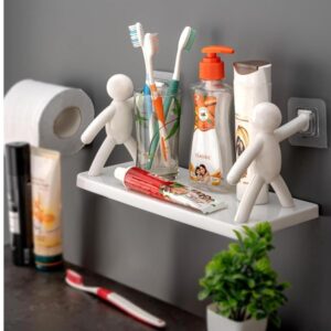 ADL PASSION Wall Mounted Plastic Bathroom Shelf/Wall Shelf/Wall Mounted Shelf/Self Adhesive Shelf with 2 Self Adhesive Stickers (White) - Image 2