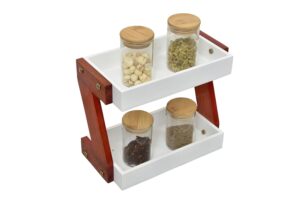 SAFAK Wooden Rack for Kitchen Storage - Multi-Tier Spice Rack Organizer for Countertop - Versatile Wooden Storage Rack for Kitchen Items, Pantry, Spices, Condiments, Jars, and Utensils (Z Shape Brown) - Image 5