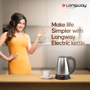 Longway Kestro 2 Liter Electric Kettle with Stainless Steel Body for Boiling (Black & Silver, 1500 Watt) - Image 3