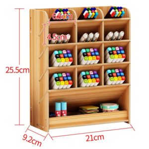 Hggzeg Wooden Desk Organizer, Multicolor-Functional Diy Pen Holder Storage Box Desktop Stationary Storage Rack For Home, Office And School (B12 Cherry ), Red - Image 3