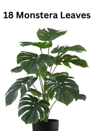 Dekorly Plastic Artificial Palm Plants Leaves Faux Turtle Leaf Fake Monstera Tropical Large Palm Tree Leaves Outdoor Leaf Decorations | 26Inch Plants with Blackpot (Green) - Image 4