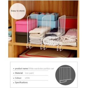 JD FRESH 4 Pieces Metal Shelf Separator for Books/Clothes Organizer for Wardrobe-Cupboard/Partition for Shelves/Closet Organizer/Divider for Home/Office/Pantry(White) - Image 4