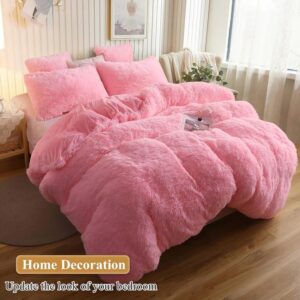 RVA Faux Fur Throw Pillow Cover Pillowcase Decorative Throw Pillows Covers, No Pillow Insert for Sofa Bedroom Home Cushion Couch with Zipper Closure (Pink, 16x24 Inch) (Set of 2) - Image 5