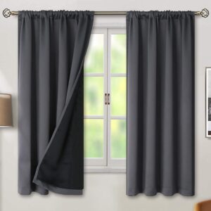 BFAM Curtain Thermal Insulated 100% Blackout Curtains for Bedroom,Living Room with Black Liner, Double Layer Full Room Darkening Noise Reducing Rod Pocket Window and Door Curtain, Set of 1 parda - Image 2