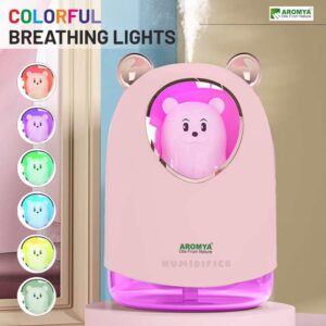 Aromya - oils from nature Cute Bear Humidifier with LED Light & Whisper-Quiet Technology | Portable Cool Mist Humidifier for Kids & Baby Rooms (Pink) - Image 6