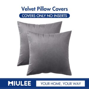 MIULEE Pack of 2 Velvet Pillow Covers Decorative Square Pillowcase Soft Solid Cushion Case for Sofa Bedroom Car 12 x 12 Inch Dark Grey - Image 7