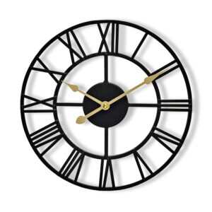 Sorbus Large Wall Clock for Living Room Decor - 12 inch Big Wall Clock Decorative - Battery Operated - Roman Numeral Analog Large Clock for Bedroom, Room, Home, Kitchen, Office, Wall Decor (Black) - Image 2