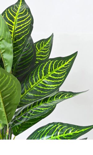 SHAKTISM Silk Artificial Croton Plant Ornamental Artificial Plant Pot, Natural Looking Indoor And Outdoor Plant For Interior Décor Home Décor Office Décor - 1 Pcs Without Pot (Green) - Image 6