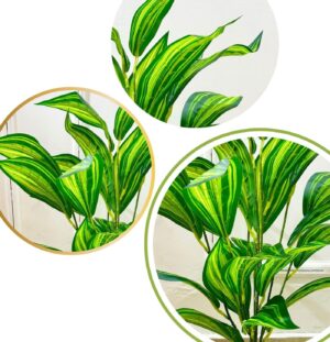 Dekorly Artificial Snake Plant Pot Big Ornamental Plant for Interior Home Office Decor Fake Zebra Leaf Plastic Palm Tree Branch for Home Garden Decor (Height : 65CM, with Black Pot, Design-B) - Image 9