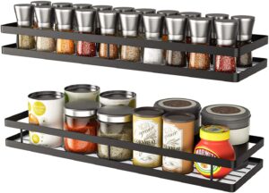 Shiok Decor Metal Spice Rack Organiser Wall Mounted, Hanging Seasoning Spice Rack Shelf Holder, Storage for Kitchen Cabinet (Black) set of 2 Make in INDIA - Image 2