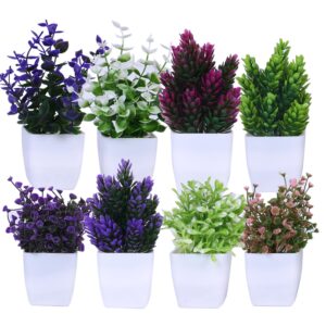 amazon basics Artificial Plants with Pot|Realistic Looking| Multi Variety |Durable Plastic | No Maintenance | Home Decor | Dimensions: 5 cm X 13 cm (Pack of 8) - Image 2