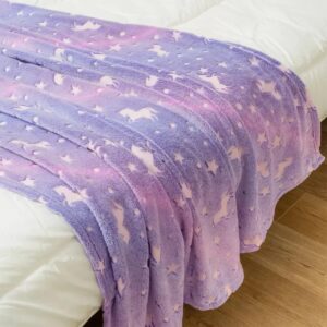 TONY STARK Big Size Unicorn Glow in The Dark Blanket for Kids, 0-15 Years |200x152 Cm| Soft Flannel Fleece Throw, Cozy & Warm All-Season Radium Blanket for Boys & Girls – (Stars & Unicorns) - Image 5