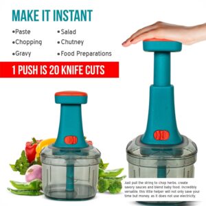 Tekcool Manual Hand Press Push Chopper with 6 Blades for Effortless Chopping Vegetables & Fruits (Assorted, 650 ml, Plastic). - Image 7