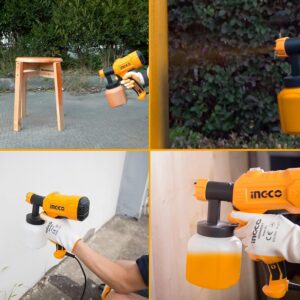 Ingco Lookcha 450W Spray Gun with Viscosity Measuring Cup, Nozzle, Orange Flatt/Matte Finish 800Ml - Image 7