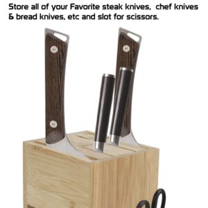 HOKIPO® Wooden Knife Holder for Kitchen - Universal Knives Holder Stand with 5 Slots - Image 8