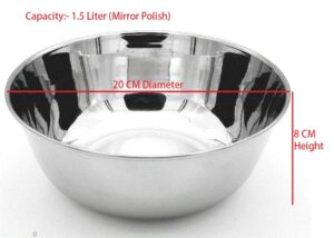 Ajay's Shoppe Stainless Steel Serving/Mixing Bowl (Medium & Large) 1.5 Liter and 2 Liter Set of 2 - Image 3