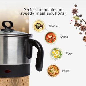 SOLARA Multipurpose Electric Kettle 1.5 litre, Stainless Steel Body with Glass Lid, kettle for hot Water, milk, Tea and Coffee, Egg boiler machine, Kettle for cooking Oats, Noodles, Soup | Black - Image 7