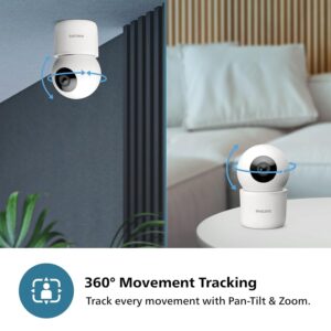 PHILIPS 3MP Wi-Fi Indoor 360 Degree Security Camera | CCTV for Home | 2K(1296p) Resolution, Pan Tilt Zoom, 2-Way Talk, Motion & Sound Detection | HSP3500 White - Image 7